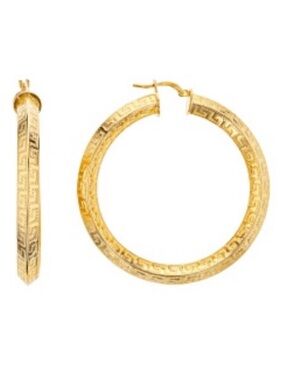 JTV MODA AL MASSIMO(R) 18K YELLOW
GOLD OVER BRONZE GREEK KEY
TUBE HOOP EARRINGS